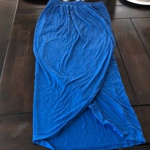 Cobalt blue open leg maxi skirt